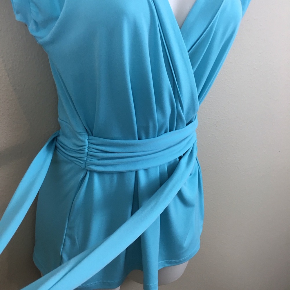 Ann Taylor Loft Turquoise Faux Wrap Top - Picture 13 of 16